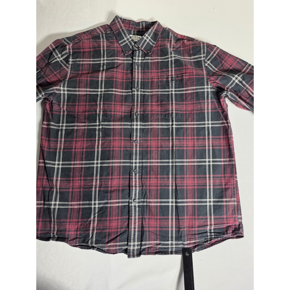 Orvis Mens XL Shirt Classic Collection Plaid Long Sleeve Button Down Red Black - Picture 12 of 14